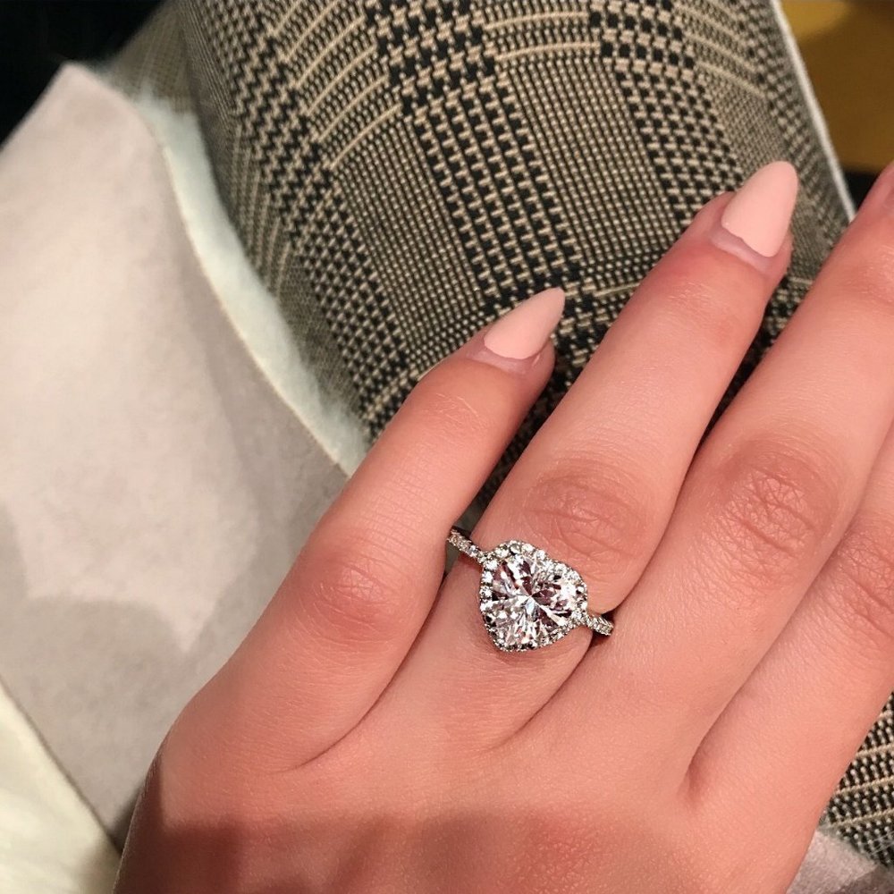NEW Silver Diamond Halo Heart Ring - Picture 2 of 5